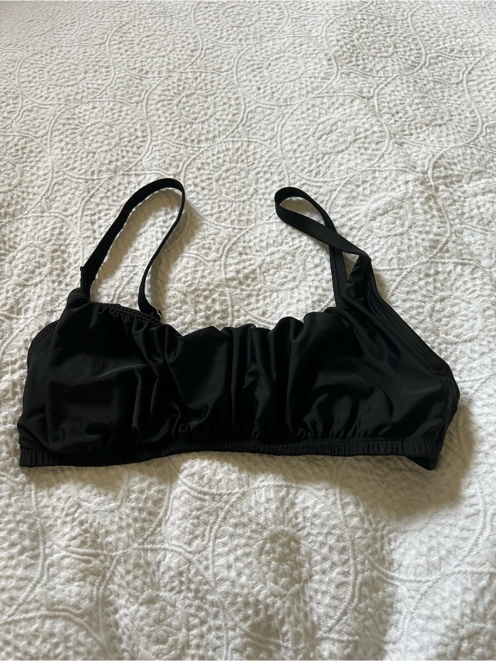 NOBO Black Bikini Top - Simple Ruched Swim Bralette